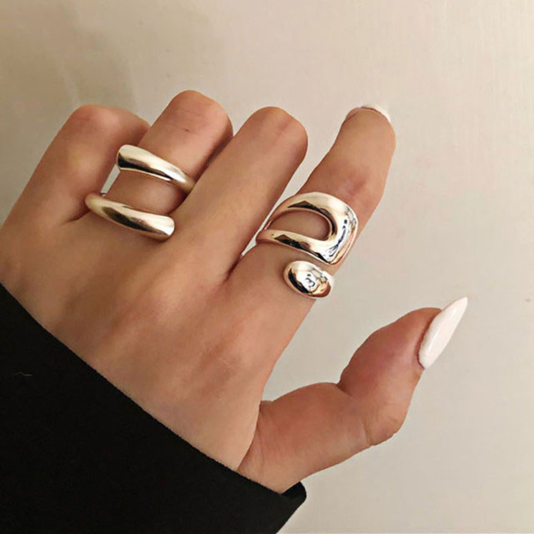Verstellbarer, schlichter modernistischer Spiralring aus 925er Sterlingsilber