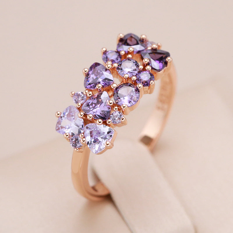 Freya | Ring aus 18-karätiger Rosévergoldung mit Amethysten