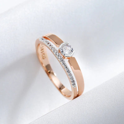 Doppelring aus 18-karätigem Roségold mit Zirkonia
