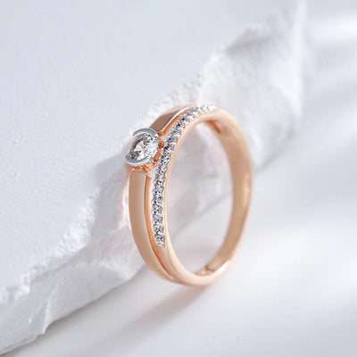Doppelring aus 18-karätigem Roségold mit Zirkonia